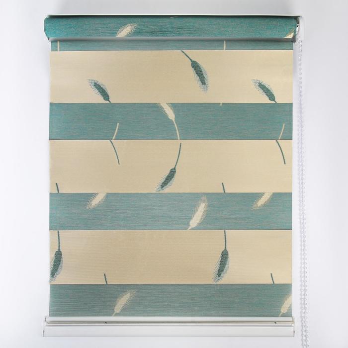 Штора рулонная «День-ночь. Колосок», 60×180 см (с учётом креплений 3,5 см), цвет бирюзовый