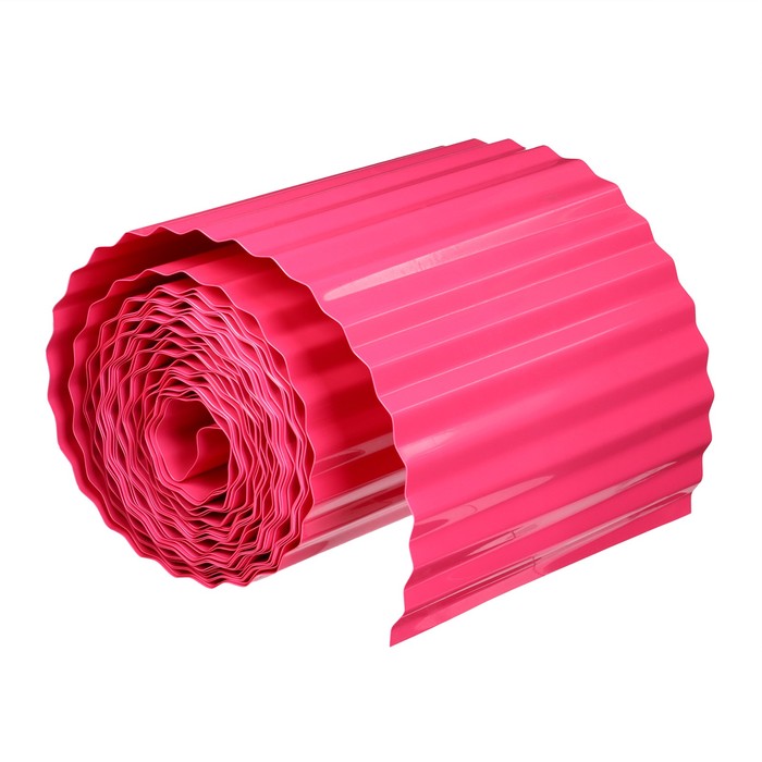 Лента бордюрная, 0.2 × 9 м, толщина 0.6 мм, пластиковая, гофра, розовая, Greengo