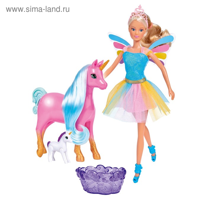 фото Набор: кукла «штеффи» в разноцветном платье, с единорогом, 29 см simba