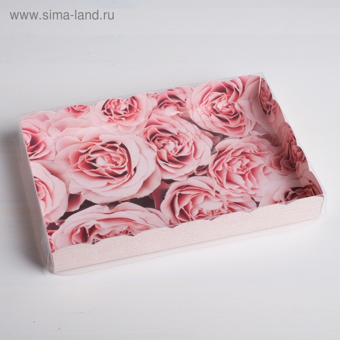 Коробка для печенья, кондитерская упаковка с PVC крышкой, My best wishes, 22 х 15 х 3 см