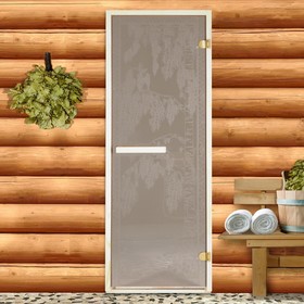 Дверь для бани и сауны стеклянная 'Березка', бронза, левое открывание 190×70см, 6мм, Ош