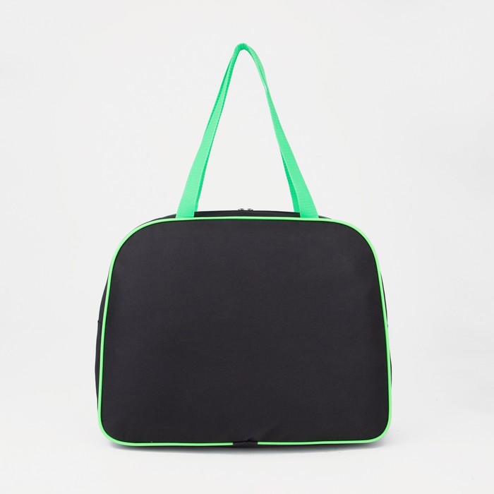 фото Сумка спортивная на молнии, без подкладки, наружный карман, цвет чёрный/зелёный зфтс