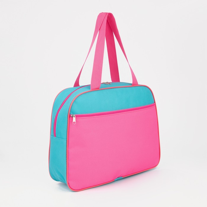 фото Сумка спортивная, отдел на молнии, наружный карман, цвет розовый/бирюзовый зфтс