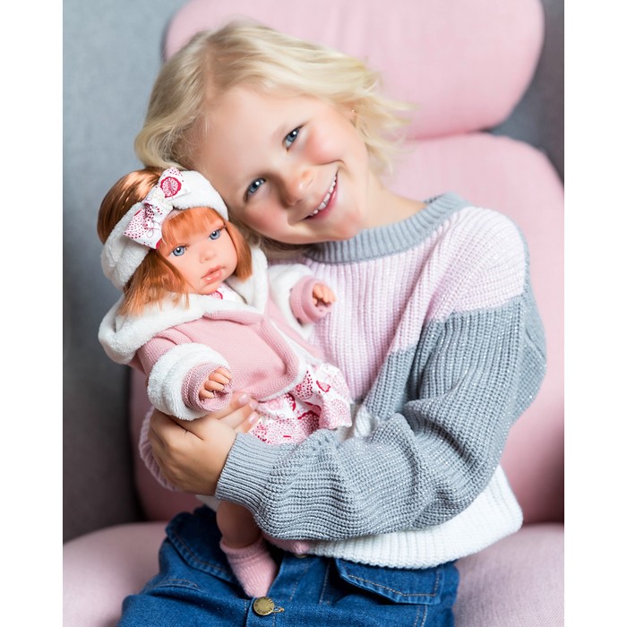 Кукла «Валентина» в розовом озвученная (мама, папа, смех), 37см