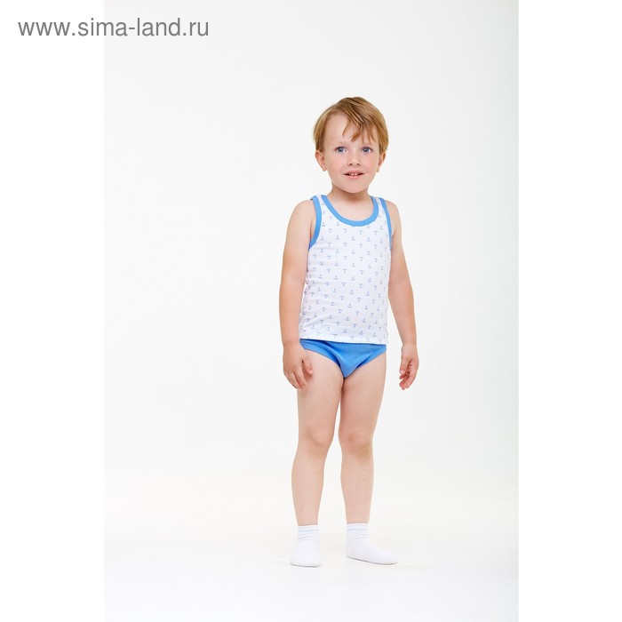 фото Комплект для мальчика из майки и трусов «якоря», рост 122-128 см, цвет синий umka