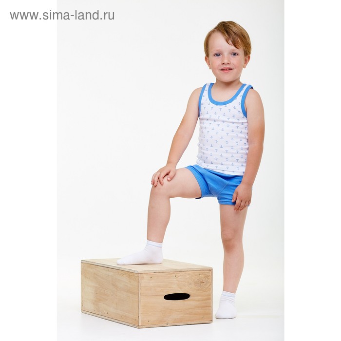 Комплект для мальчика из майки и трусов «Якоря», рост 134-140 см, цвет синий