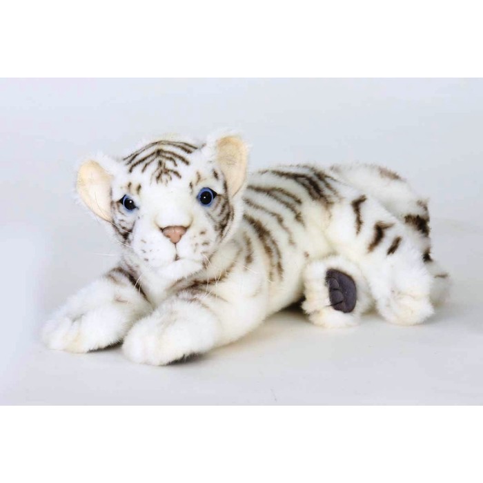 Белый тигренок лежащий, 26 см