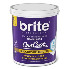 

Краска интерьерная ВД BRITE PROFESSIONAL ONE COAT моющаяся , База А, 9л