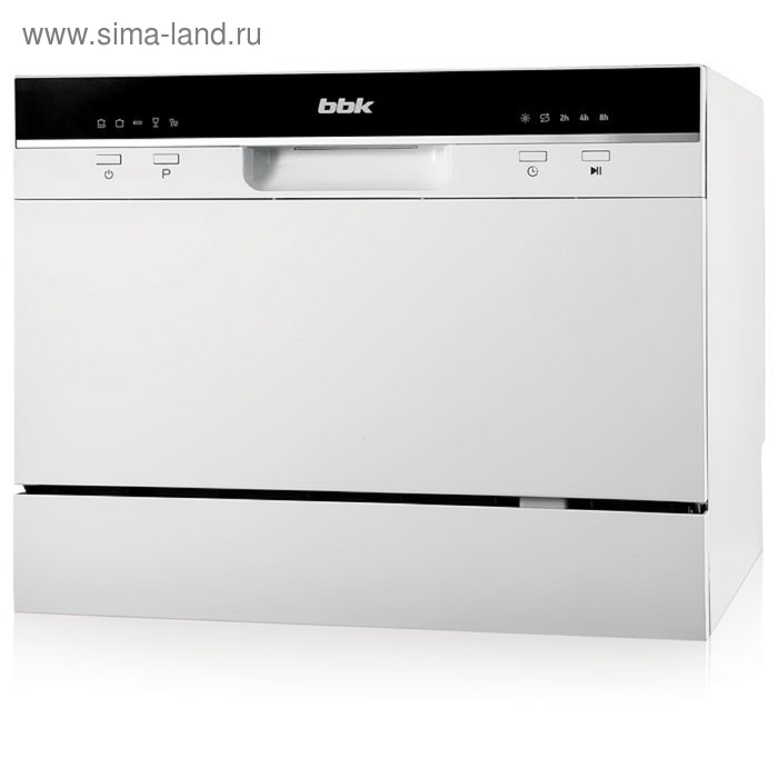 Посудомоечная машина BBK 55-DW011, класс А, 6 комплектов, 5 программ, 55 см, белая настольная посудомоечная машина бирюса dwc 506 5 w 6 комплектов 5 программ белая