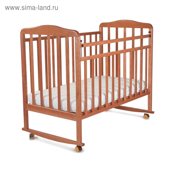 Кровать детская Митенька (опуск.планка ,колеса, качалка, орех)