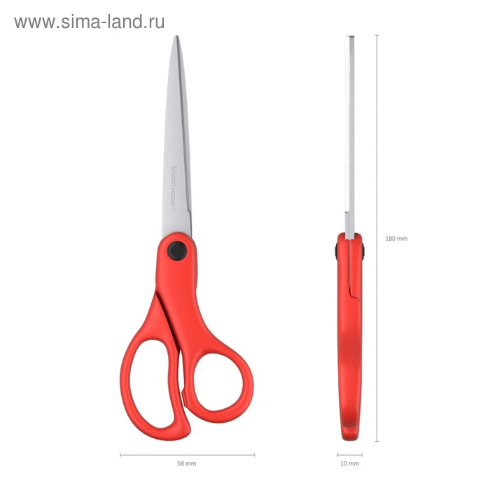 

Ножницы ErichKrause Unity Asymmetric, 18 см, красные
