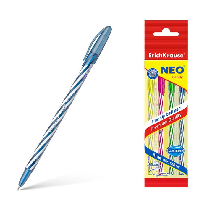 

Набор ручек шариковых ErichKrause Neo Candy, 4 штуки, игольчатый узел 0,7 мм, чернила синие, корпус микс