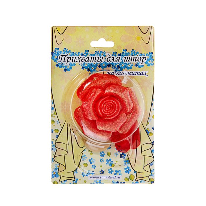 Подхват для штор на ленте "Розочка", цвет красный