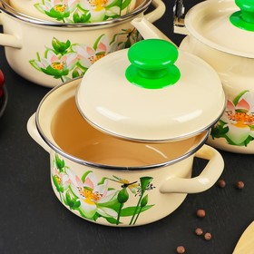 

Набор посуды «Лотос», 4 предмета: кастрюли 1 л, 1,5 л, 2,3 л, чайник 2 л