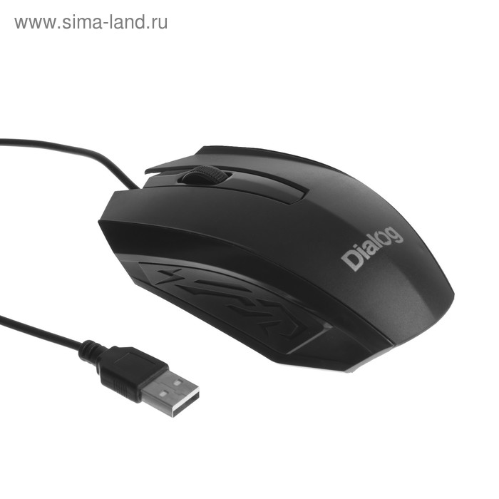 Мышь Dialog MOC-19U Comfort, проводная, оптическая, 1200 dpi, USB, чёрная