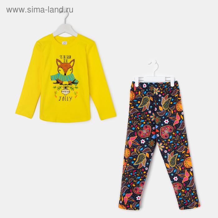 Пижама для девочки «Лисица», цвет жёлтый, рост 116-122 см