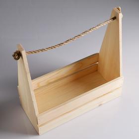 

Кашпо деревянное 30×14×30 см "Таёжный" реечное, ручка верёвка, натуральный Дарим Красиво