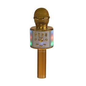 Микрофон для караоке LuazON LZZ-70, WS-868L, 5 Вт, 1800 мАч, корр голоса, подсветка, золотистый Ош