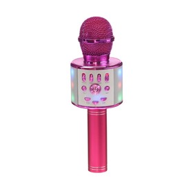 Микрофон для караоке LuazON LZZ-70, 5 Вт, 1800 мАч, коррекция голоса, подсветка, розовый Ош