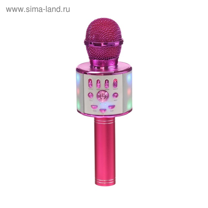 фото Микрофон для караоке luazon lzz-70, 5 вт, 1800 мач, коррекция голоса, подсветка, розовый luazon home