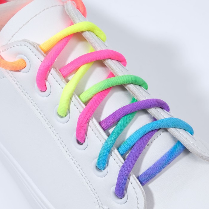 фото Шнурки для обуви, пара, круглые, d = 5 мм, 110 см, цвет «радужный» onlitop