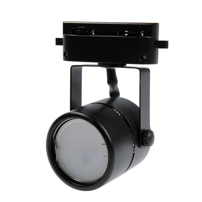 Трековый светильник под лампу Gu5.3, круглый, корпус черный