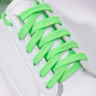 Шнурки для обуви, пара, плоские, 9 мм, 120 см, цвет салатовый неоновый