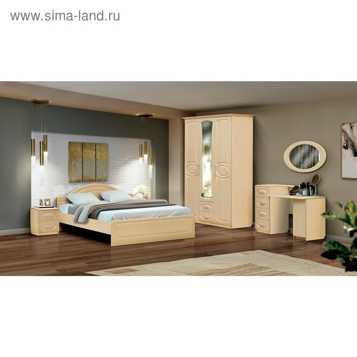 фото Спальня «венеция 1», кровать 140 × 200 см, шкаф, 2 тумбочки, зеркало, туалетный столик матрица