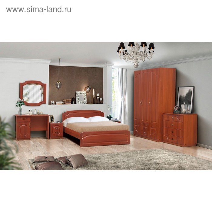 фото Спальня «венеция 3», кровать 140 × 200, шкаф, 2 тумбочки, зеркало, туалетный столик, комод матрица