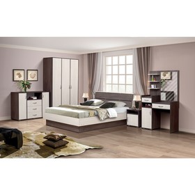 Спальня «Венеция 9», кровать 140 × 200 см, шкаф 3-х дверный, 2 тумбочки, комод, стол туалетный Ош