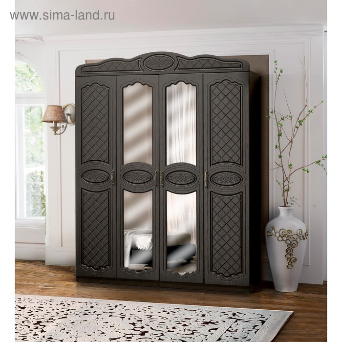 Шкаф 4-х дверный «Венеция 5» с 2-мя зеркалами, 1800 × 580 × 2305 мм, цвет венге