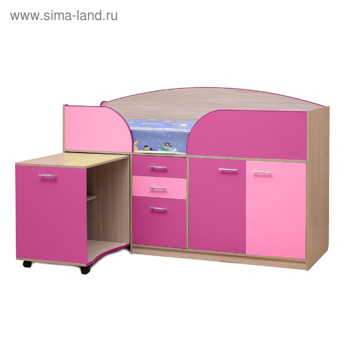 Уголок школьника «Юниор-4.1», 2105×740×1230 мм, цвет ясень шимо светлый / светло-розовый