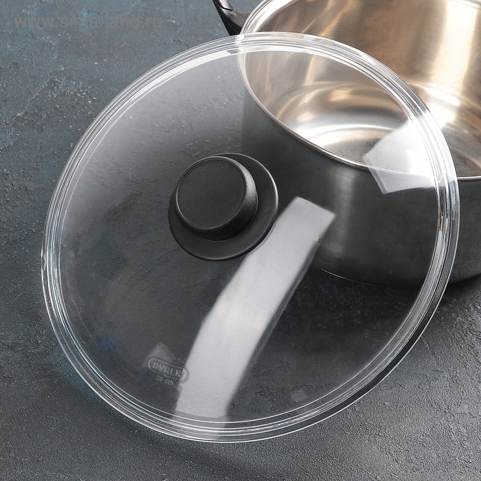 Крышка для сковороды и кастрюли стеклянная, d=28 см, с пластиковой ручкой
