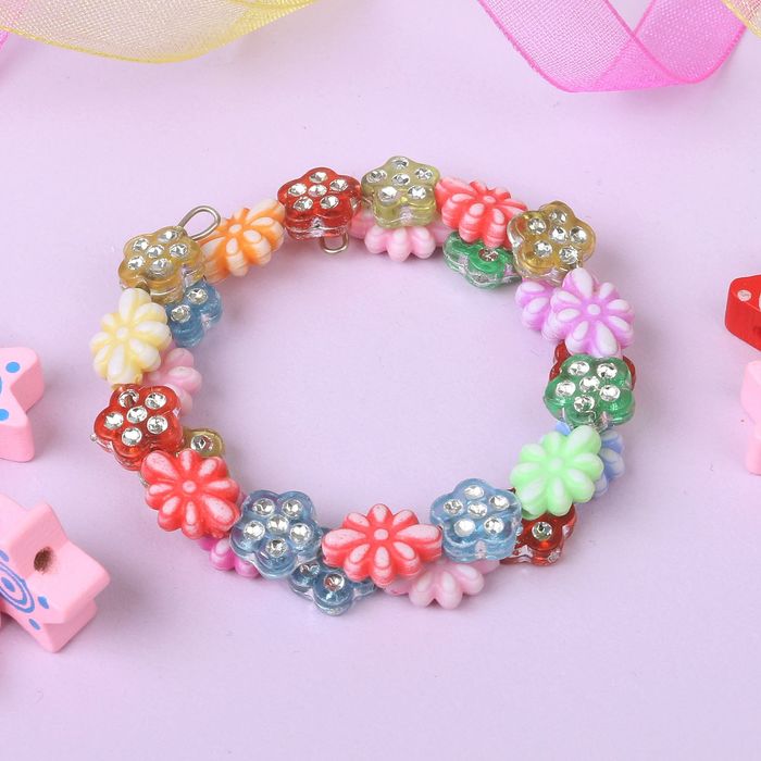 Браслет детский "Выбражулька" 2 ряда, цветочки, цвет МИКС
