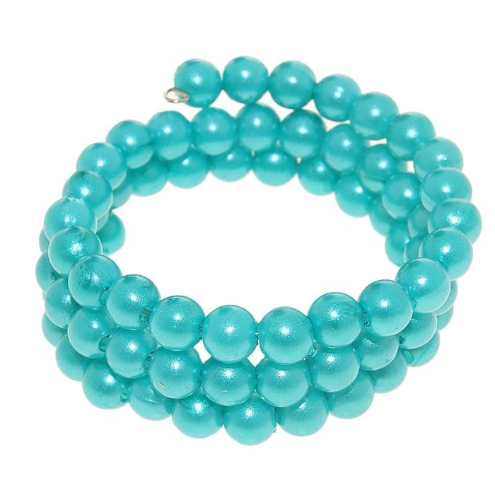 Браслет - пружинка детский "Выбражулька" бусинки, три ряда, цвет МИКС