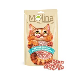 

Лакомство Molina для кошек, куриный сэндвич с сырными шариками, 80 г
