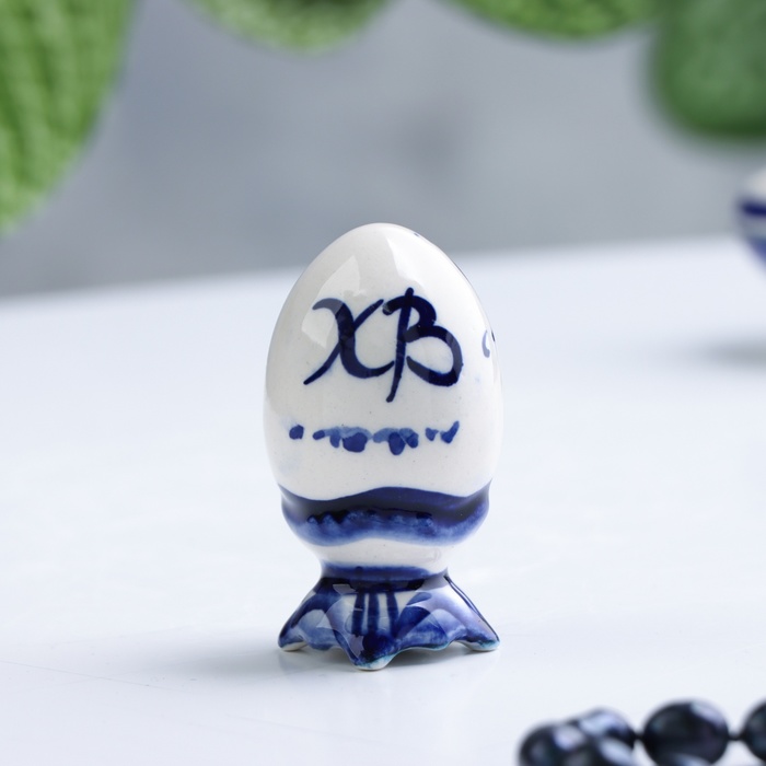 сувенир акм яйцо малое цветочное с лентой 6 5 6см Сувенир «Яйцо», 6,5 см, гжель, малое