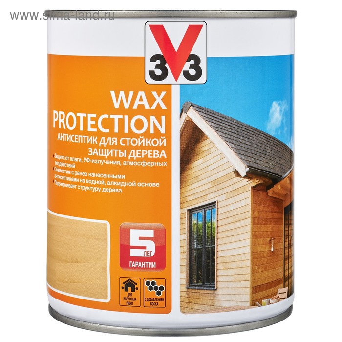 

Алкидный антисептик для дерева с добавлением воска WAX PROTECTION полуглянец Венге 0,9л.