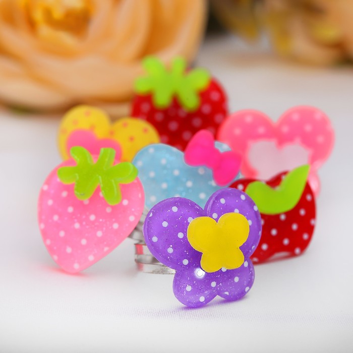 Кольцо детское "Выбражулька" горошек, форма МИКС, цвет МИКС, безразмерное