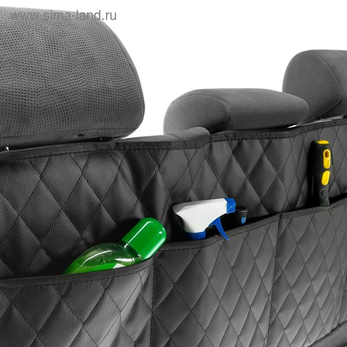 фото Органайзер на спинку сиденья в багажник cartage, экокожа, ромб, черный, 95 х 40 см