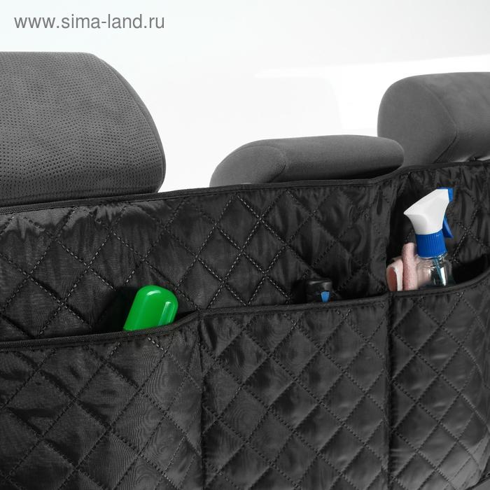 фото Органайзер на спинку сиденья в багажник cartage, оксфорд, ромб, черный, 95 х 40 см