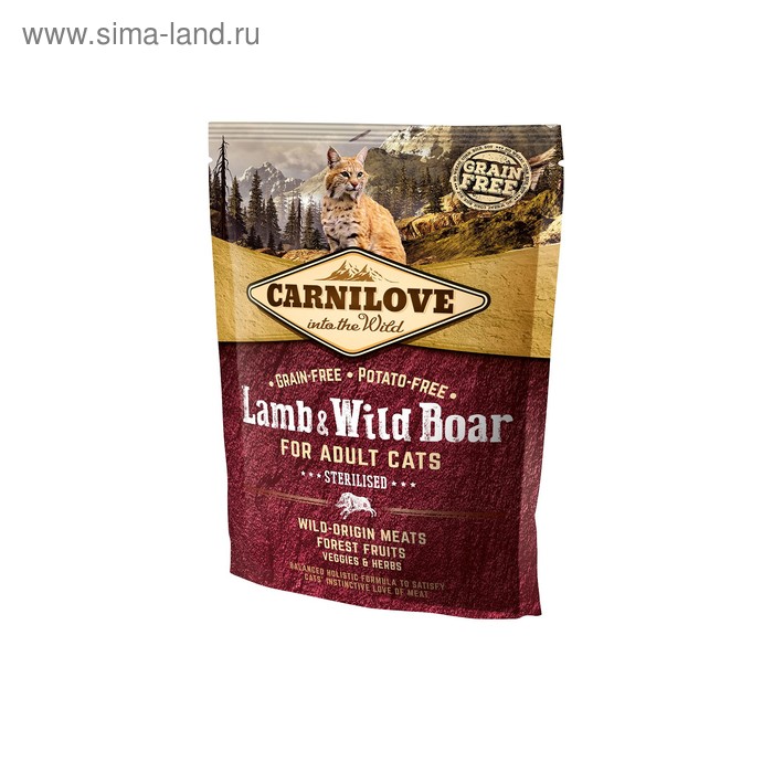 

Cухой корм Carnilove Lamb Wild Boar Sterilised для кошек, ягнёнок/дикий кабан, 400 г