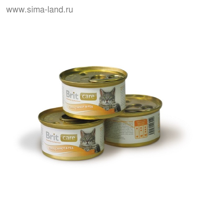 фото Влажный корм brit care tuna, carrot & pea для кошек, тунец, морковь и горошек, 80 г