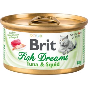 Влажный корм Brit Fish Dreams для кошек, тунец и кальмар, 80 г