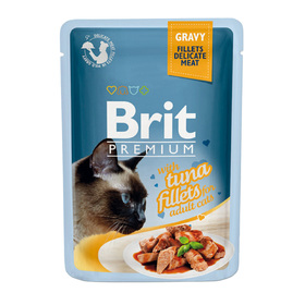 Влажный корм Brit Premium для кошек, кусочки из филе тунца в соусе, 85 г