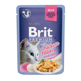 Влажный корм Brit Premium для кошек, кусочки из куриного филе в желе, 85 г
