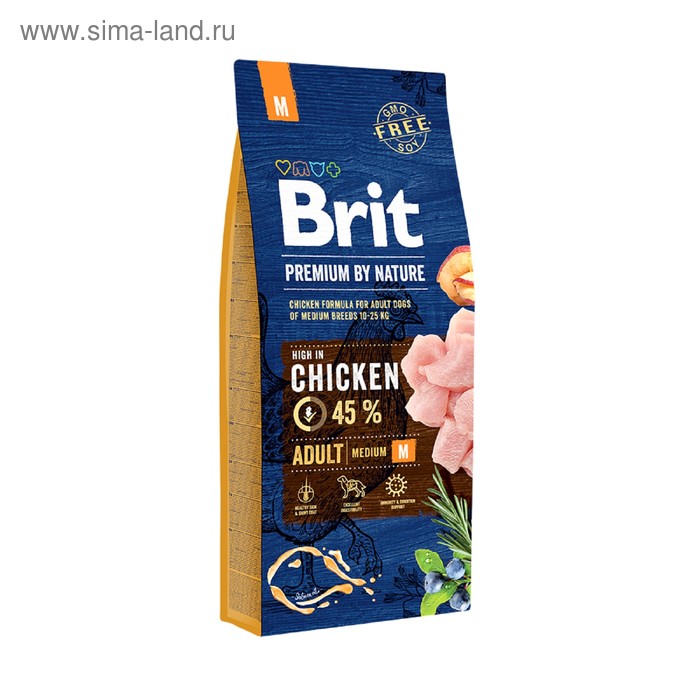 

Сухой корм Brit Premium by Nature Adult M для собак средних пород, 15 кг