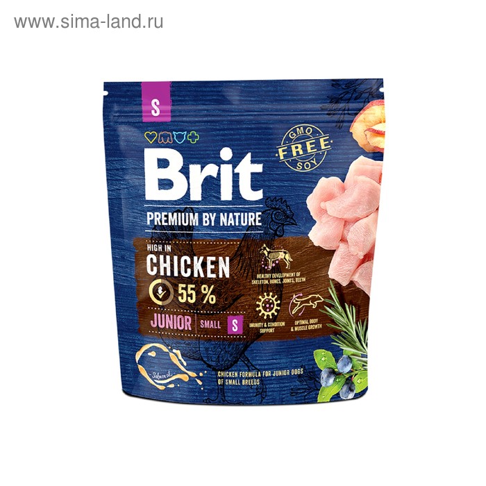 

Сухой корм Brit Premium by Nature Junior S для собак, мелких пород, 1 кг
