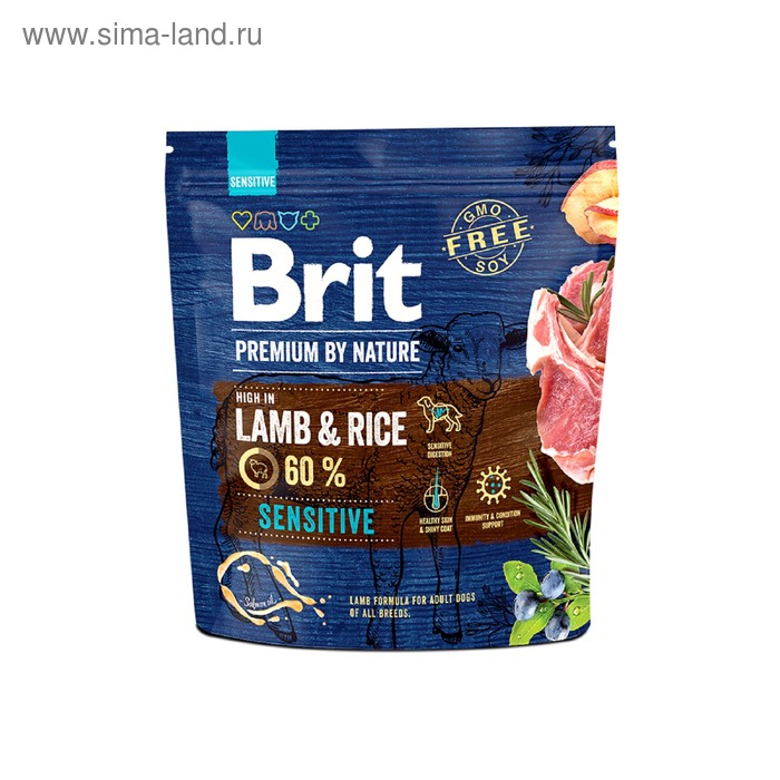 

Сухой корм Brit Premium By Nature Sensitive Lamb собак, ягнёнок,1 кг