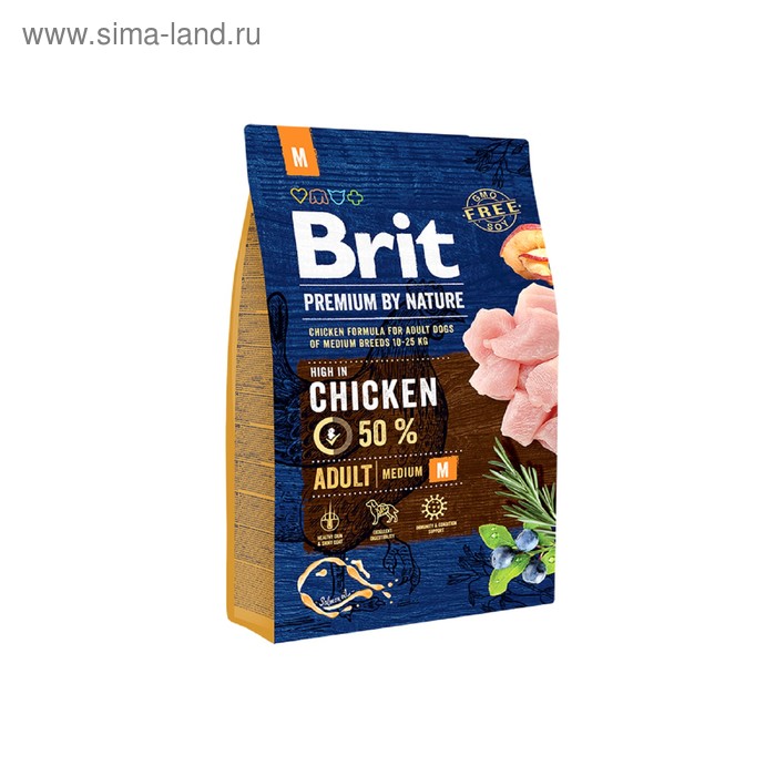 фото Сухой корм brit premium by nature adult m для собак, средних пород, 3 кг